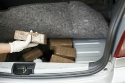 Illegal drug trade in the trunk of a car